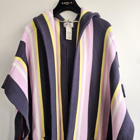 New Free People All I Need Stripe Hooded Poncho Swim Beach Cover-Up One Size - Picture 10 of 14